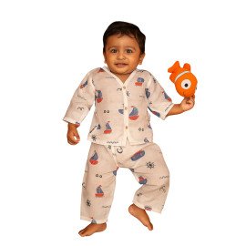 Muslin Jabla Set Full Sleeve with Pant (Random Nursery Prints)
