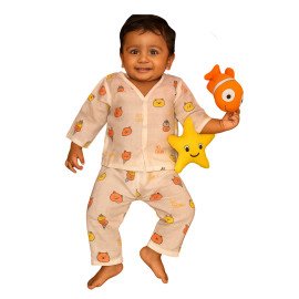 Muslin Jabla Set Full Sleeve with Pant (Random Nursery Prints)