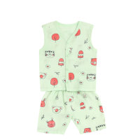 Baby Light Blue Teddy Print Organic Muslin Jabla Set for Babies