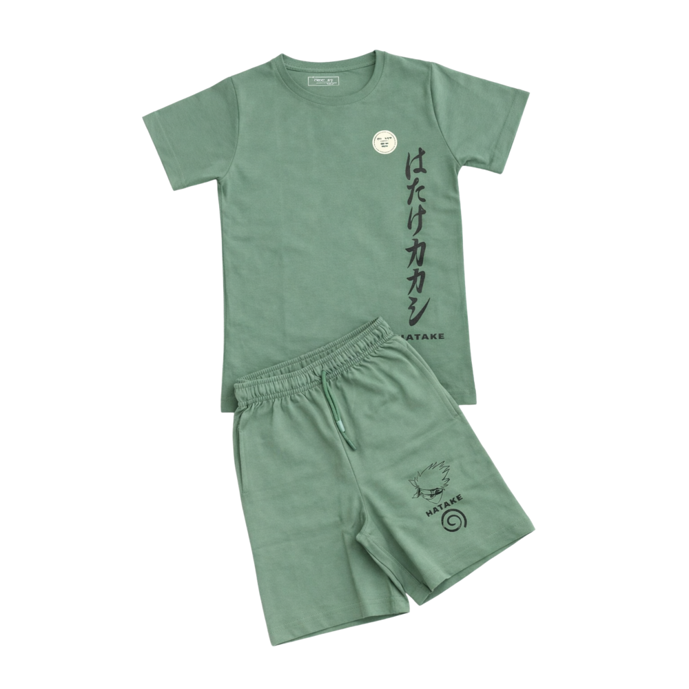 Boys' Naruto Kakashi Graphic T-Shirt and Shorts 2-Piece Set – Sage Green
