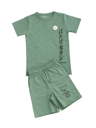 Boys' Naruto Kakashi Graphic T-Shirt and Shorts 2-Piece Set – Sage Green