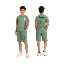 Boys' Naruto Kakashi Graphic T-Shirt and Shorts 2-Piece Set – Sage Green