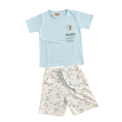 'Sweety Doggy' Skateboarding - Blue & Beige