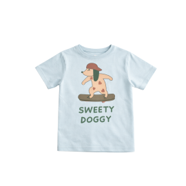 'Sweety Doggy' Skateboarding - Blue & Beige