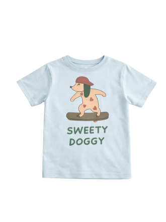 'Sweety Doggy' Skateboarding - Blue & Beige