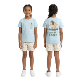 'Sweety Doggy' Skateboarding - Blue & Beige