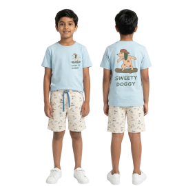 'Sweety Doggy' Skateboarding - Blue & Beige