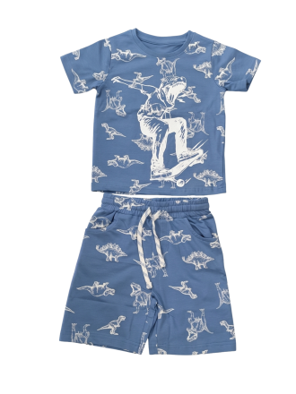 Kids' Skater Dino Print T-Shirt & Shorts Set