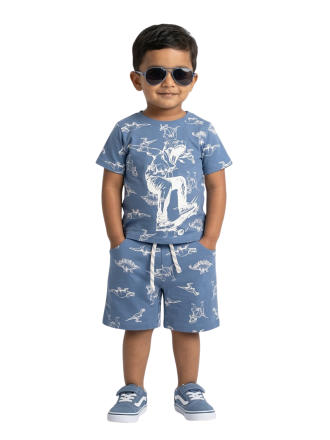 Kids' Skater Dino Print T-Shirt & Shorts Set