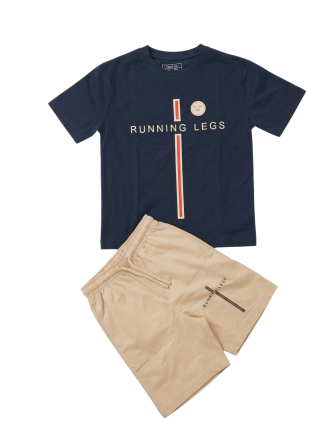 Boys' Navy & Tan Running Legs