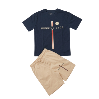 Boys' Navy & Tan Running Legs