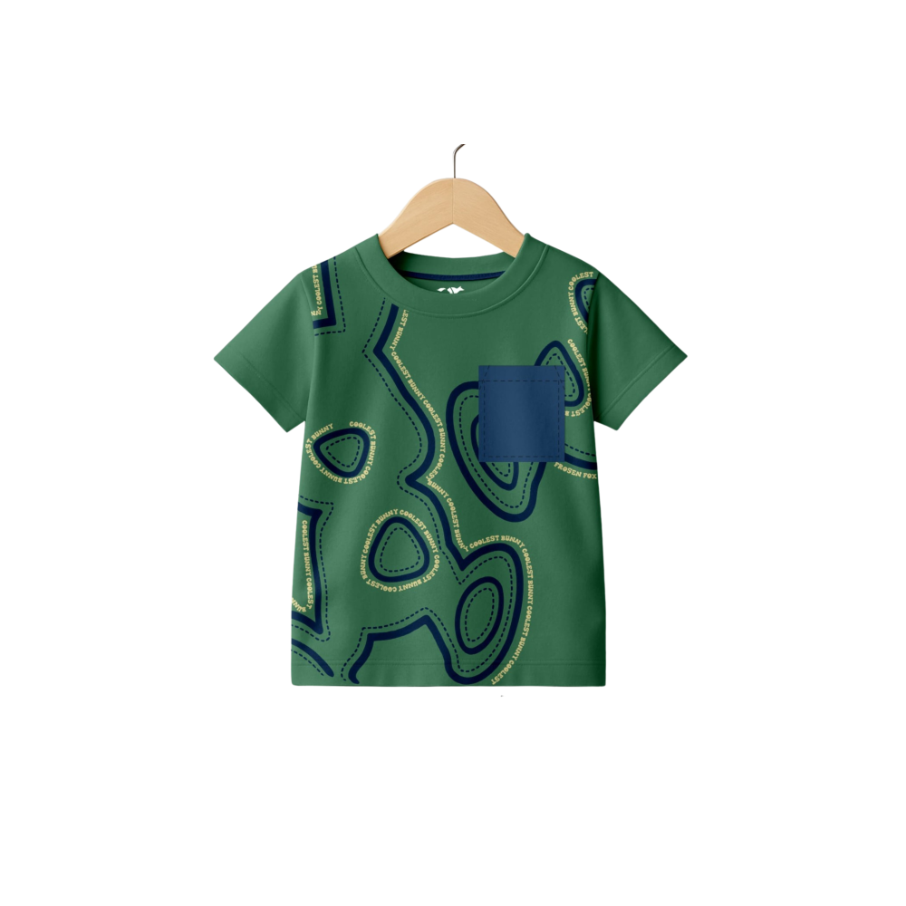 Kids Forest Green Pure Knitted Cotton T-Shirt