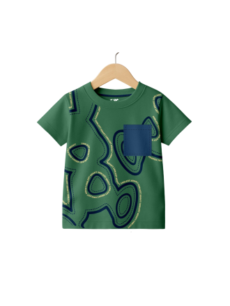 Kids Forest Green Pure Knitted Cotton T-Shirt