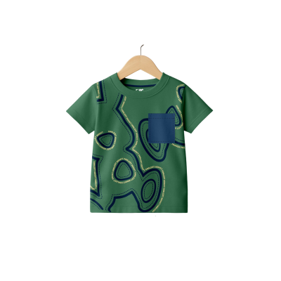 Kids Forest Green Pure Knitted Cotton T-Shirt