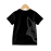 Wild Kid Black Knitted Cotton T-Shirt with Geometric Wolf Back Print