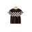 Brown Knitted Cotton T-Shirt with Chess Game Graphic