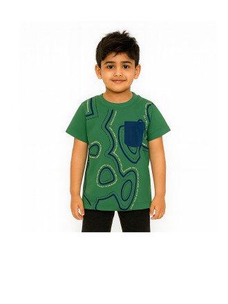 Kids Forest Green Pure Knitted Cotton T-Shirt