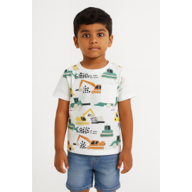 Kids White Pure Knitted Cotton T-Shirt