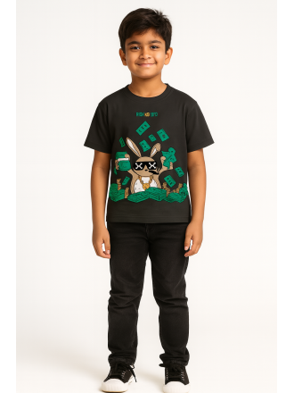 Kids Charcoal Grey Pure Knitted Cotton T-Shirt