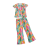 Girl's Tropical Leaf Print Short Sleeve & Bell Bottom Lounge Set