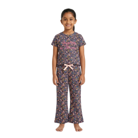 Girls' Navy Floral T-Shirt & Trousers Pyjama Set
