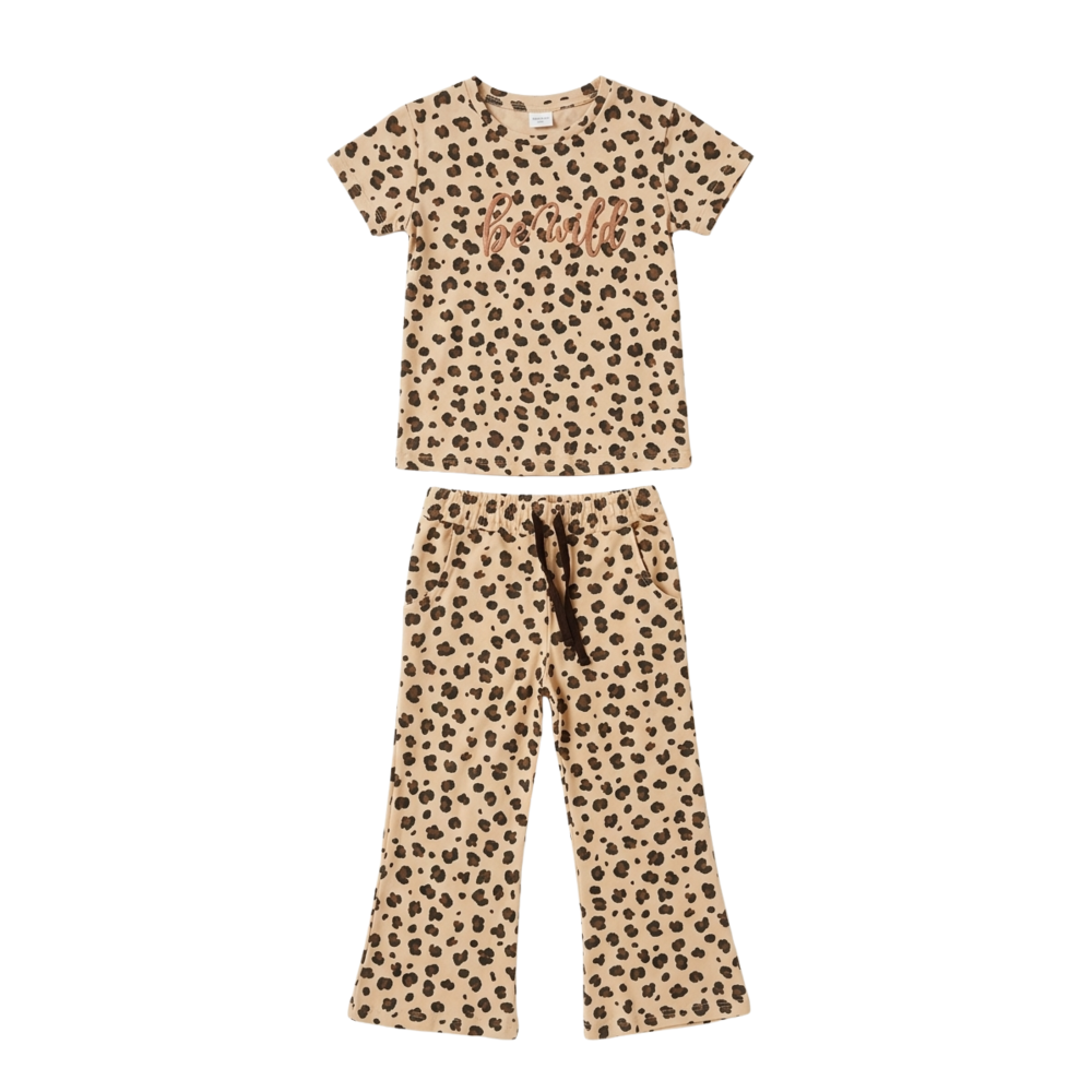 Girls' Leopard Print Pajama Set - "Be Wild"
