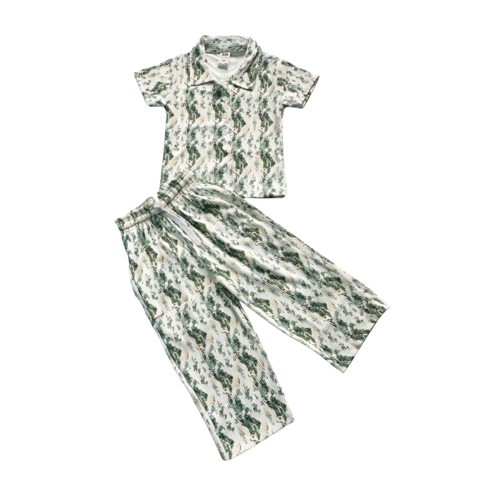 Premium Ribbed Pajama Set – Moss Green