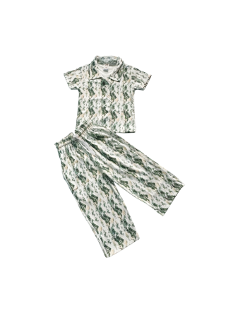 Premium Ribbed Pajama Set – Moss Green