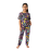 Ribbed Pajama Set for Girls-Retro Abstract Print