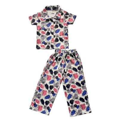 Premium Ribbed Piece Pajama Set – Purple & Green