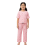 Ribbed Pajama Set for Girls-Pink Heart Print