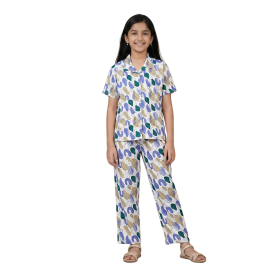 Premium Ribbed Piece Pajama Set – Purple & Green