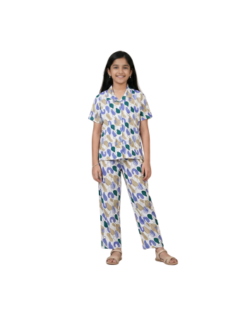 Premium Ribbed Piece Pajama Set – Purple & Green