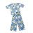 Ribbed Pajama set for Girls-Blue Flowers