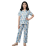 Premium Ribbed Piece Pajama Set – Blue & Gold
