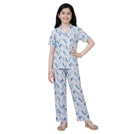 Premium Ribbed Pajama Set – Blue & Grey
