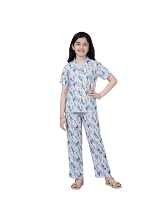 Premium Ribbed Pajama Set – Blue & Grey
