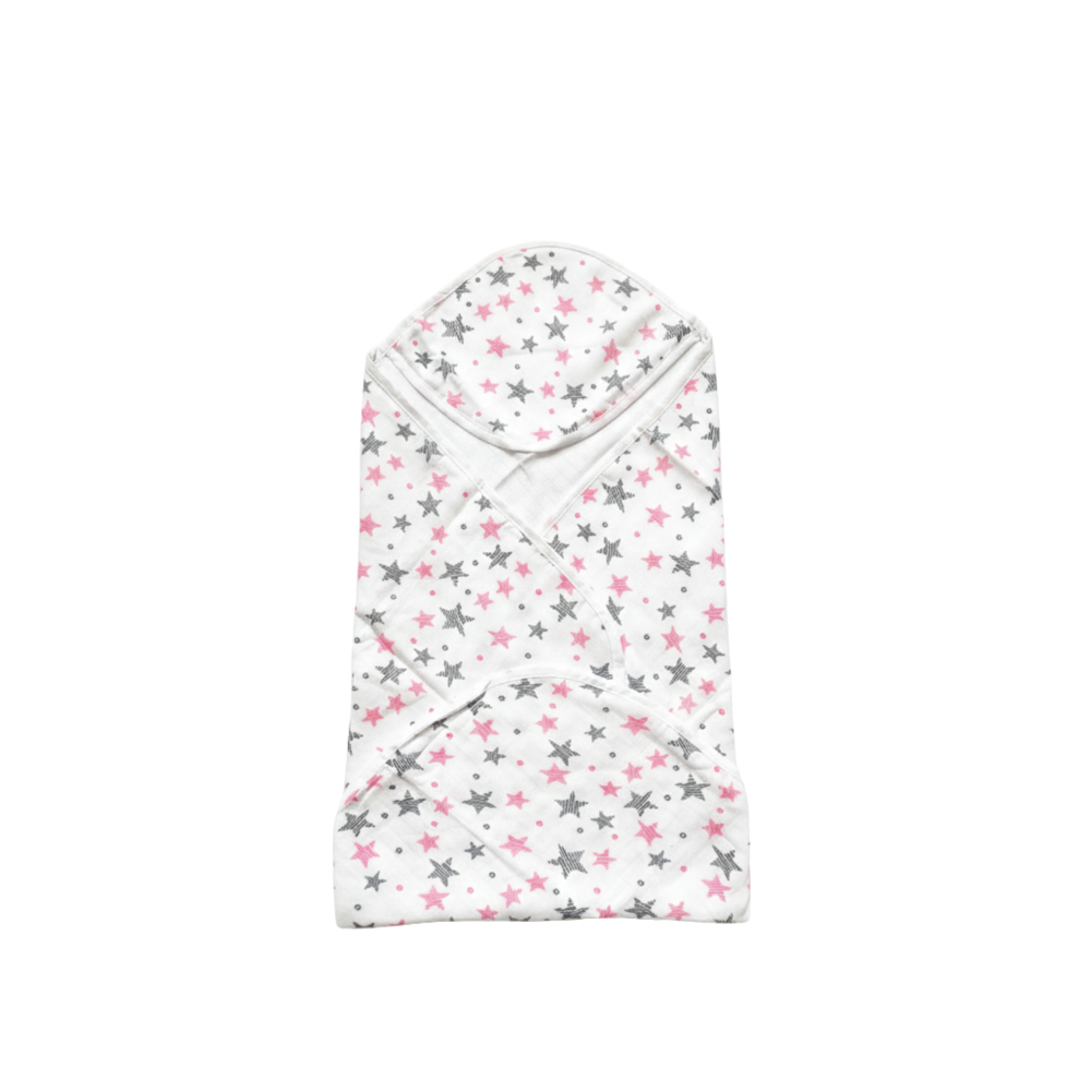 Ultra-Soft Muslin Hooded Baby Swaddle/Towel
