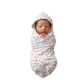 Newborn Baby Floral Print Hooded Swaddle Blanket