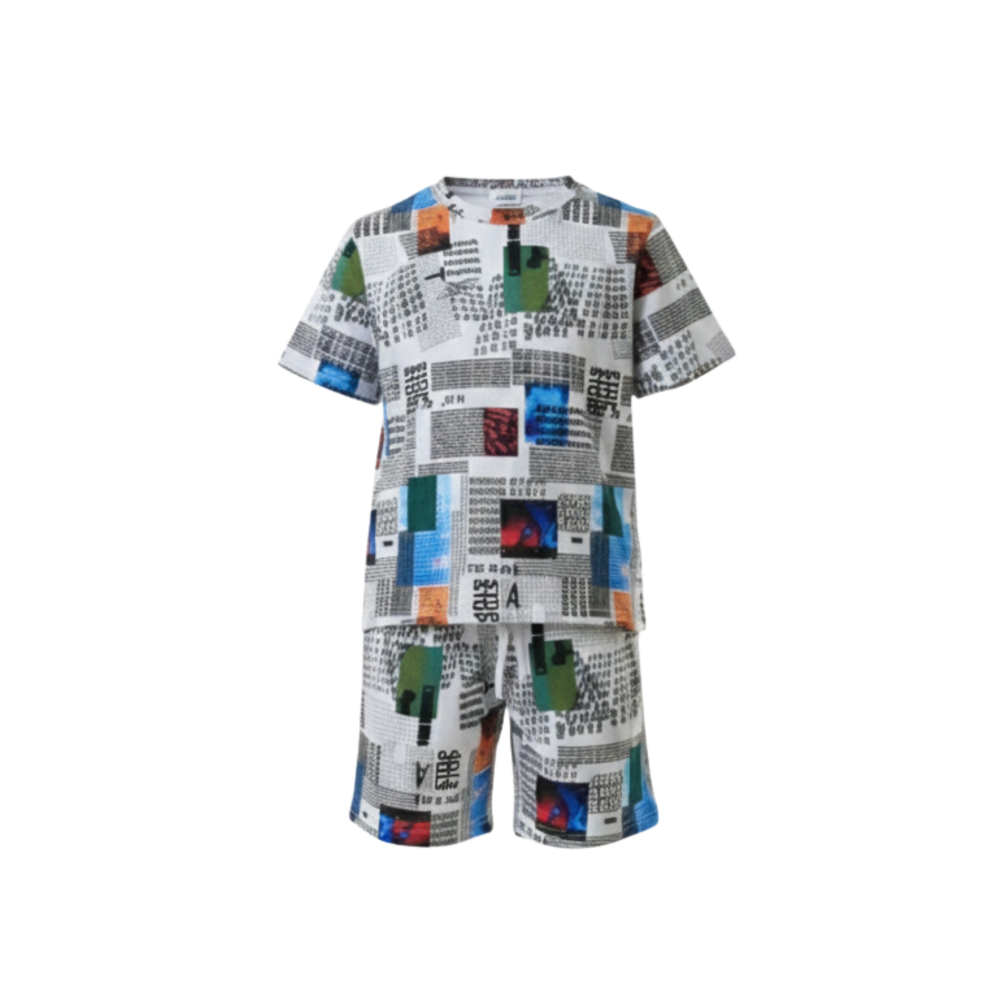 Kids' "Digital News" Graphic Tee & Shorts Co-ord Set