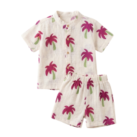 Tropical Palm Print Muslin Coord Set