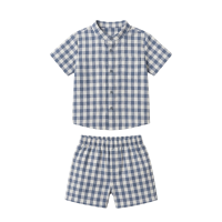 Blue Checkered Muslin Coord Set