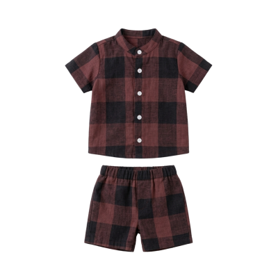 Deep Berry Checked  Muslin Coord Set