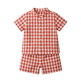 Red Checkered Muslin Coord Set