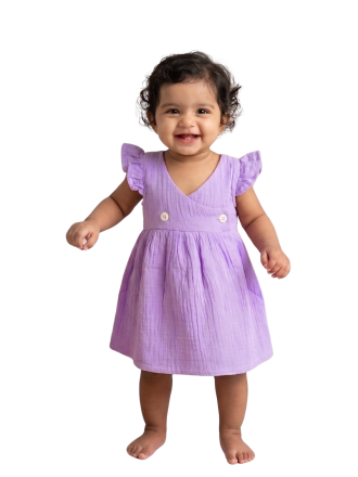 Lilac Muslin Baby Frock
