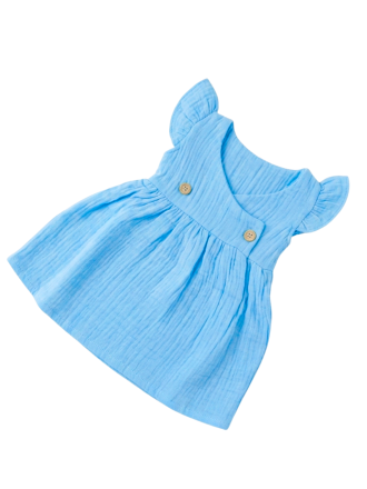 Pale Blue Muslin Baby Frock