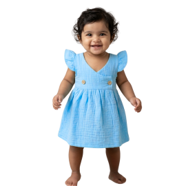 Pale Blue Muslin Baby Frock