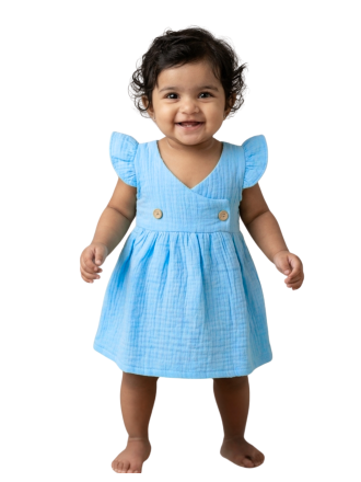 Pale Blue Muslin Baby Frock