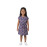 Girls' Cap-Sleeve Drawstring Knit Dress - Dark Floral Print