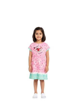 Girls Cap Sleeve Top Pink - Watermelon Print